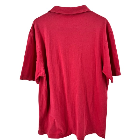 Johnnie-O Mens Red Short Sleeve Cotton Polo Shirt Surfer Logo Pocket Size L - Picture 3 of 9